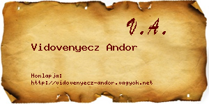 Vidovenyecz Andor névjegykártya