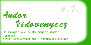andor vidovenyecz business card